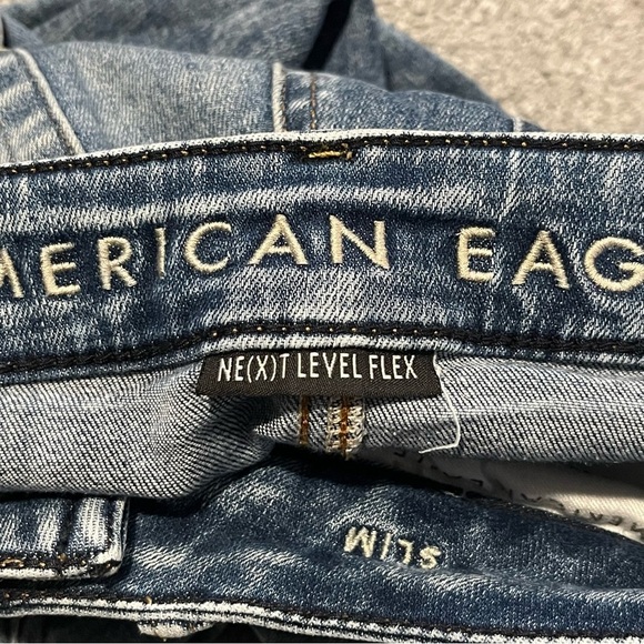 American Eagle Jeans Mens 29X30 Slim Fit Low Rise Flex Distressed Stone Wash - Picture 5 of 11